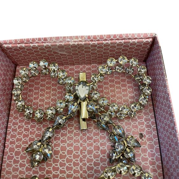 6pc Cupcakes & Cashmere Rhinestone Gold Bow Christmas Tree Clip Ornaments New - Picture 5 of 10